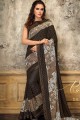 Brown Lycra Saree with Embroidered