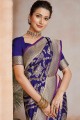 Saree in Blue Art Silk with Weaving