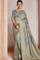 Grey Saree with Weaving Art Silk