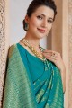 Saree in Turquoise Blue Art Silk with Weaving