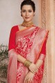 Red Art Silk Saree with Weaving