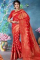 Red Art Silk Weaving Saree with Blouse
