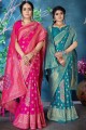Delicate Weaving Art Silk Saree in Dark Pink with Blouse