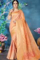 Peach Art Silk Saree with Weaving