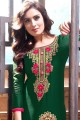 Dark Green Patiala Suits in Satin with Cotton