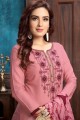 Satin Patiala Suits in Pink with Cotton