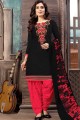 Satin Cotton Black Patiala Suits with dupatta