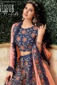 Alluring Navy Blue Lehenga Choli in Art Silk with Embroidery