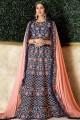 Alluring Navy Blue Lehenga Choli in Art Silk with Embroidery