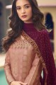 Baby Pink Silk Jacquard Palazzo Suits with dupatta