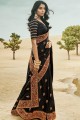 Black Saree in Embroidered Silk