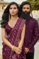 Impressive Embroidered Silk Purple Saree Blouse