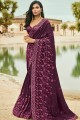 Impressive Embroidered Silk Purple Saree Blouse