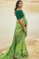 Light Green Saree in Silk with Embroidered