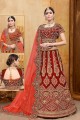 Glorious Red Velvet Bridal Lehenga Choli
