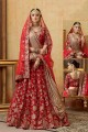 Exquisite Red Velvet Bridal Lehenga Choli