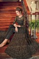 Black Net Straight Pant Anarkali Suits with Net