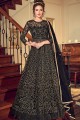 Black Net Straight Pant Anarkali Suits with Net