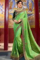 Art Silk Embroidered Green Saree with Blouse