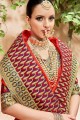 Classy Embroidered Saree in Red Silk