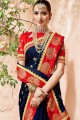 Beautiful Silk Navy Blue Saree in Embroidered