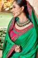 sea Green Silk Embroidered Saree with Blouse