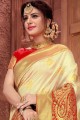 Latest Cream Saree in Weaving Art Silk