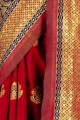 Red Saree in Art Silk with Weaving