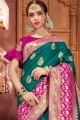 Luring Art Silk Saree in Teal Green with Weaving