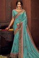 Embroidered Art Silk Saree in sky Blue with Blouse