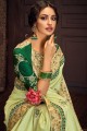 Georgette & Silk Saree with Embroidered in Light Green