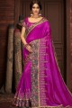 Latest Saree in Purple Art Silk with Embroidered