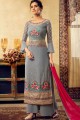 Grey Georgette Palazzo Suits in Georgette