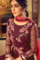 Georgette Palazzo Suits with Georgette in Maroon