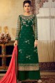 Palazzo Suits in Dark Green Georgette with Georgette