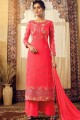 Georgette Palazzo Suits in Dark Pink with dupatta