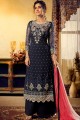 Georgette Palazzo Suits in Navy Blue with dupatta