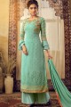 Turquoise Blue Palazzo Suits with Georgette