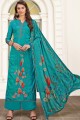 Blue Palazzo Suits in Satin with Satin