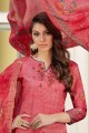 Palazzo Suits in Dark Pink Satin with Satin