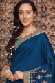 Embroidered Art Silk Saree in Royal Blue