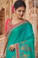 sky Blue Saree in Art Silk with Embroidered