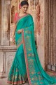 sky Blue Saree in Art Silk with Embroidered