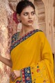 Embroidered Art Silk Saree in Yellow with Blouse