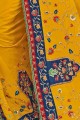 Embroidered Art Silk Saree in Yellow with Blouse