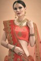 Red Lehenga Choli in Satin with Embroidery