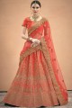 Red Lehenga Choli in Satin with Embroidery