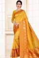 Mustard Yellow Weaving Saree in Art Silk