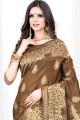 Brown Saree in Silk with Weaving