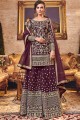 wine Sharara Suits in Net with Net